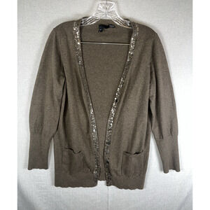 Eileen Fisher Womens Size M Brown Cardigan Sweater Open Front Cashmere Blend EUC